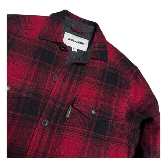 WOLVERINE Plaid Wool Red Quilted Winter Outdoor Work Jacket Shacket Mens Small - Picture 4 of 7